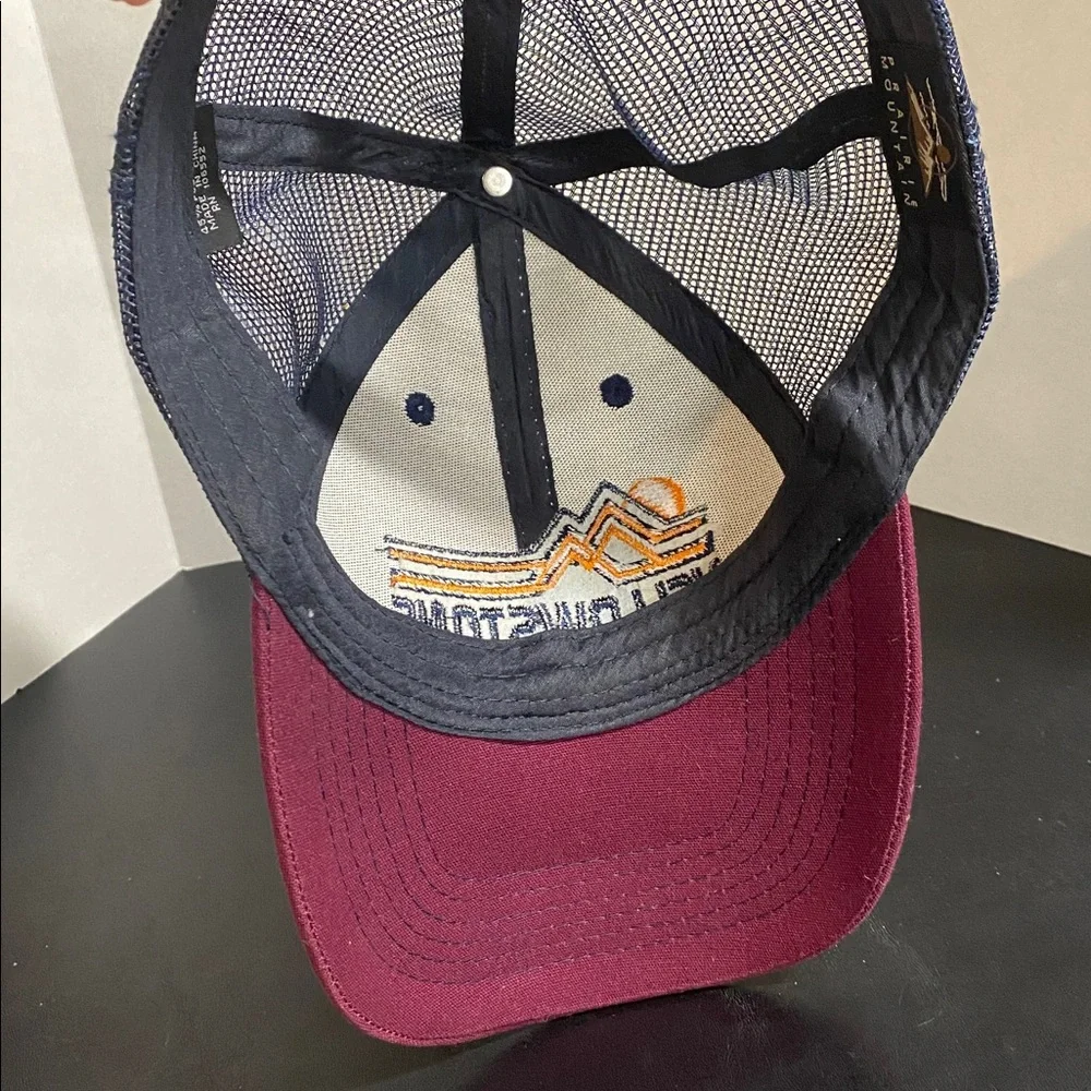 Yellowstone Embroidered Trucker Hat in Cream, Navy & Burgundy NWT